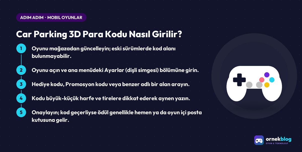 Car Parking 3D Para Kodu Nasıl Girilir? – adım adım özet görseli