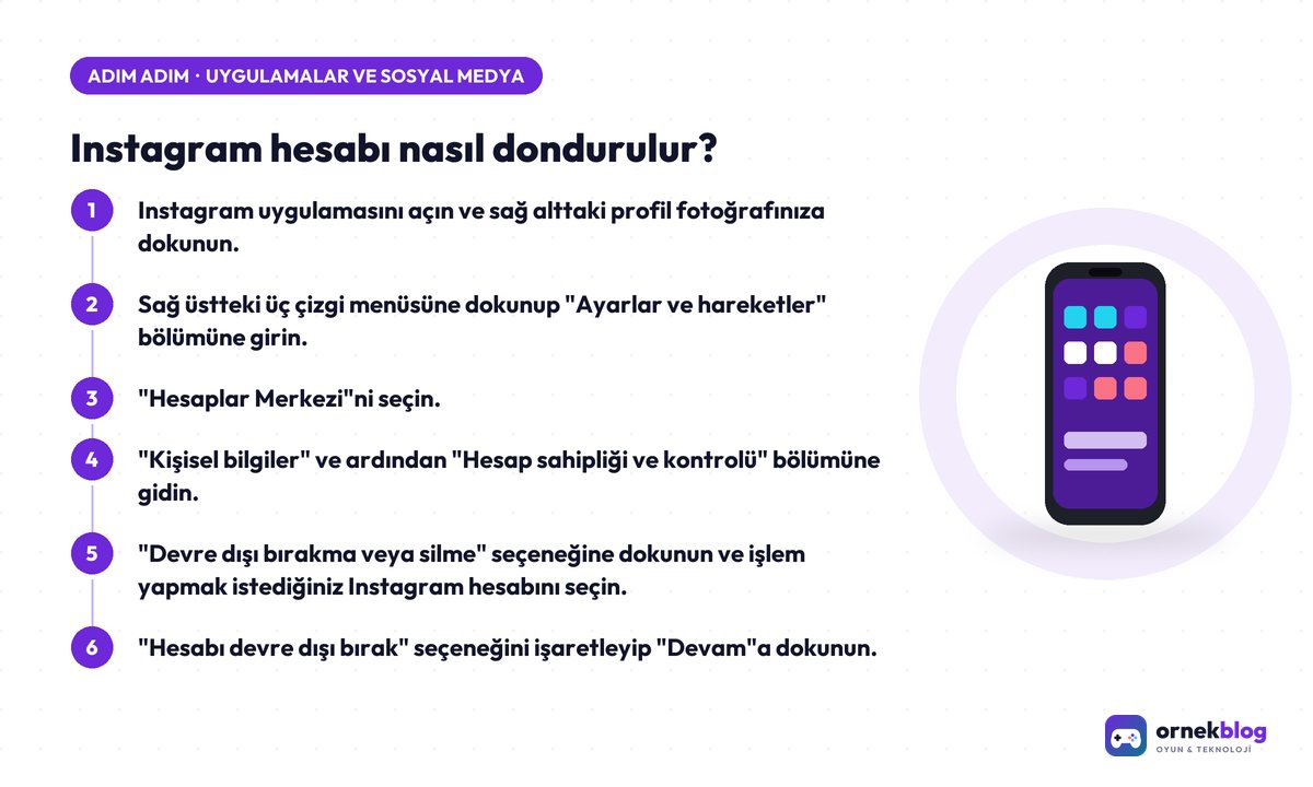 Instagram hesabı nasıl dondurulur? – adım adım özet görseli