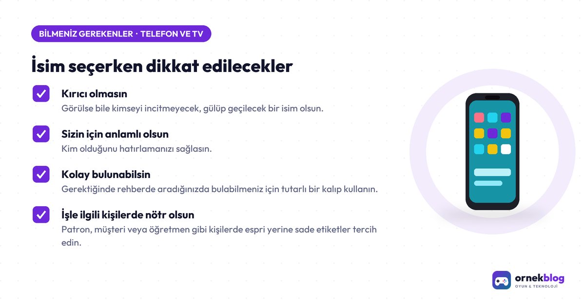 İsim seçerken dikkat edilecekler – özet görseli