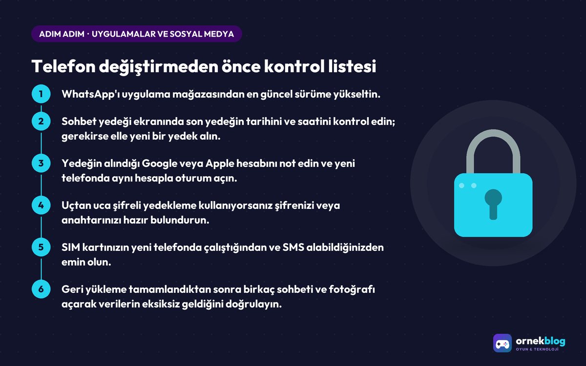 Telefon değiştirmeden önce kontrol listesi – adım adım özet görseli